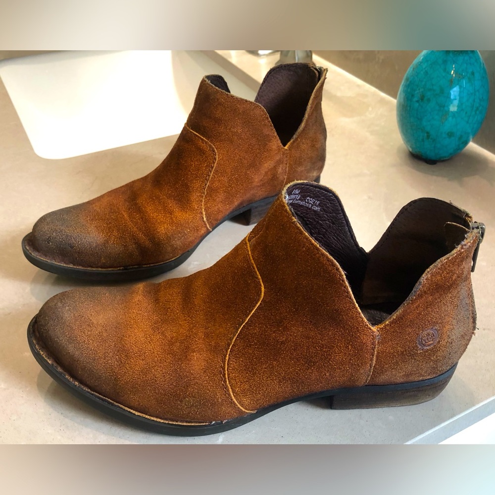 Born Kerri Distressed Suede Booties -Rust color